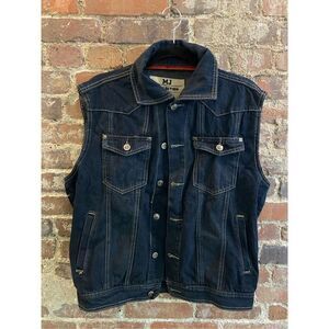 MJ Collection Denim Jean Biker Vest Men’s Size Medium M